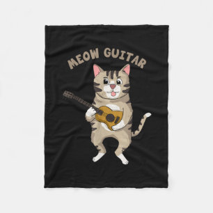 Cobertor De Velo Guitarist Meow Guitar Cute Cat Playing Guitar Xmas