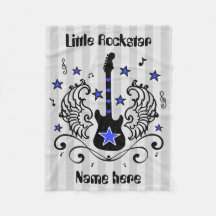 Guitarra azul da estrela do rock com asas