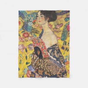 Cobertor De Velo Gustav Klimt Lady Com Pintura Fan Art Nouveau