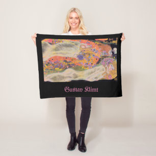Cobertor De Velo Gustav Klimt Water Serpentes famosa pintura rosa