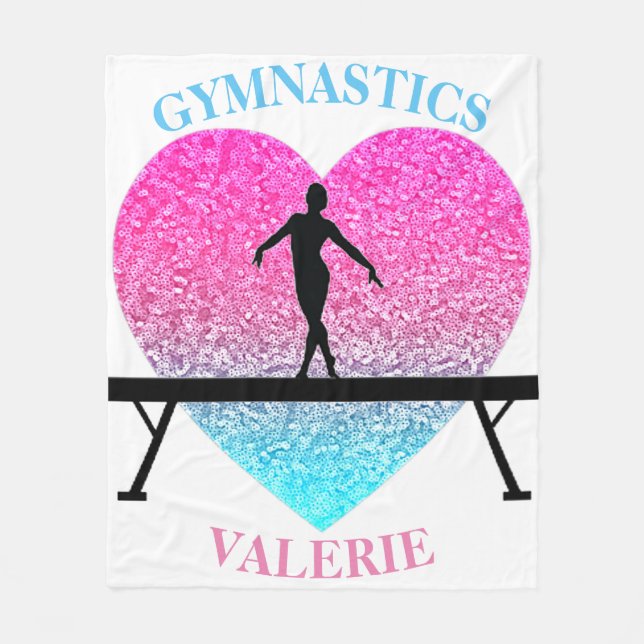 Cobertor De Velo Gymnastics Beam Fleece Blanket com Nome (Frente)