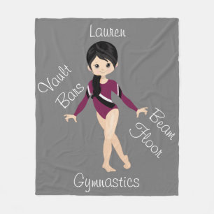 Cobertor De Velo Gymnastics Black Hair, Brown Eyes, Burgundy Leo