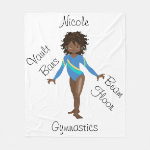 Cobertor De Velo Gymnastics Brunette, Brown Eyes, Blue Leotard