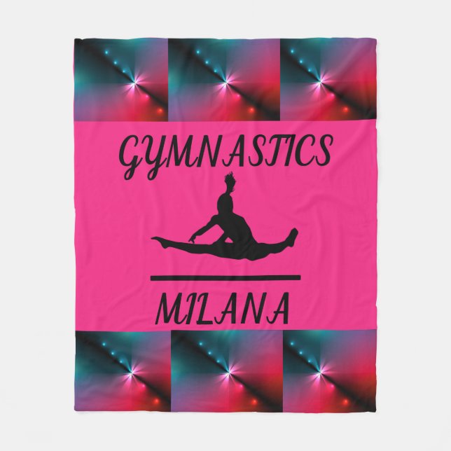 Cobertor De Velo GYMNASTICS FLEECE BLANKET com nome personalizado. (Frente)