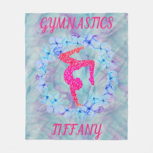 Cobertor De Velo GYMNASTICS FLEECE BLANKET com nome personalizado. (Frente)