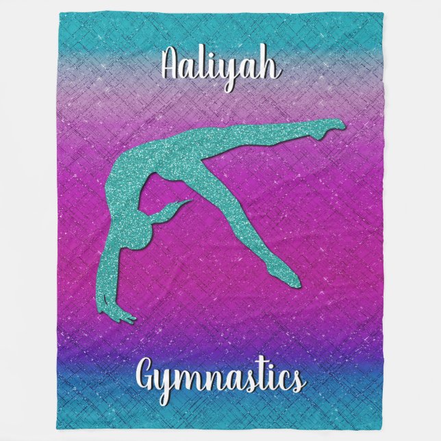 Cobertor De Velo Gymnastics Girl Turquoise Magenta Ombre (Frente)
