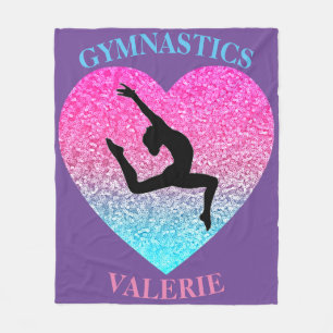 Cobertor De Velo Gymnastics Leap Fleece Blanket com Nome