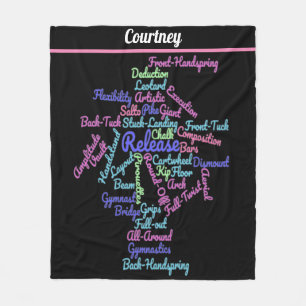 Cobertor De Velo Gymnastics Word Cloud Fleece Blanket