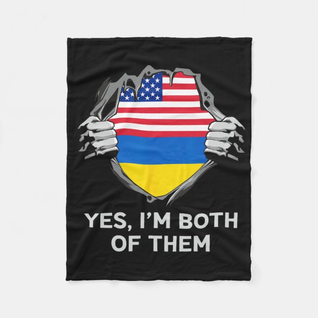 Cobertor De Velo Half American Half Ukrainian Usa Ukraine Flag Mens (Frente)