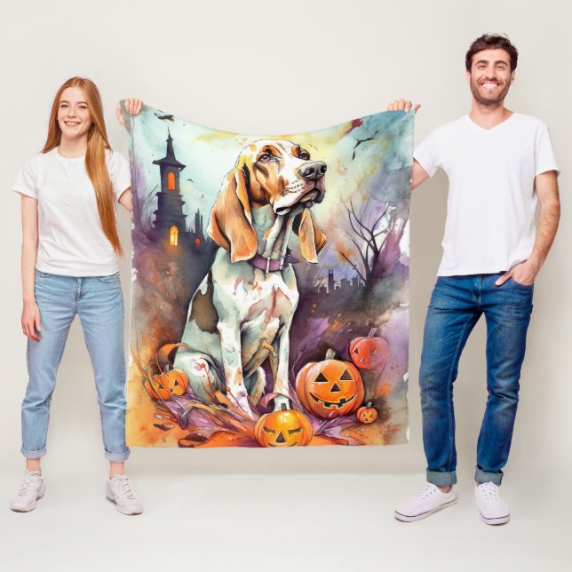 Cobertor De Velo Halloween Basset Hound Com Pumpkins Assustado (In Situ)
