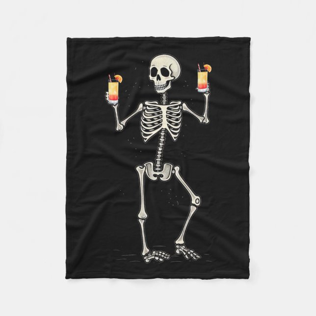 Cobertor De Velo Halloween Bebendo de esqueleto Tequila Sunrise (Frente)