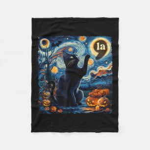 Cobertor De Velo Halloween Black Cat Comma La Starry Night Art Kama