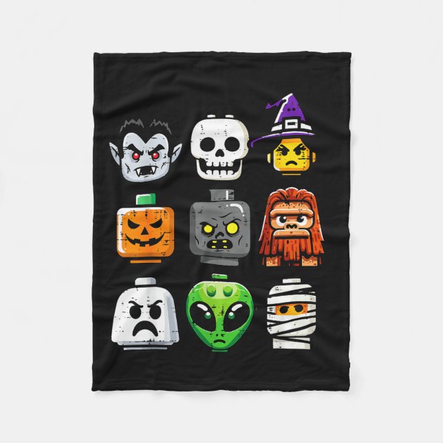 Cobertor De Velo Halloween Brick Pumpkin Ghost Heads Costume Boys K (Frente)
