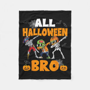 Cobertor De Velo Halloween Bro Dabbing Skeleton Jack O Lantern Boys