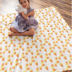 Cobertor De Velo Halloween Candy Corn Watercolor Patterno