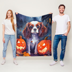 Cobertor De Velo Halloween Cavalier King Charles Spaniel Pumpkins