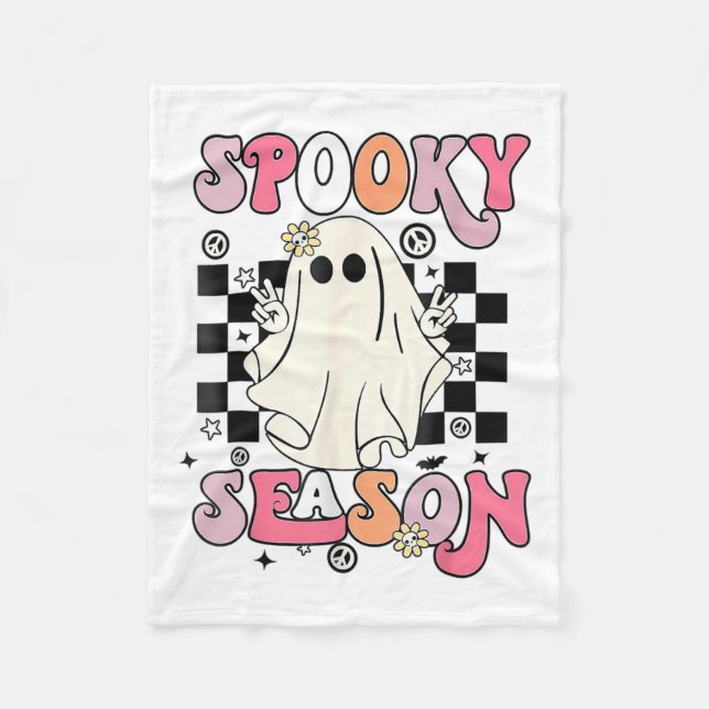 Cobertor De Velo Halloween Cute Ghost Spooky Season (Frente)