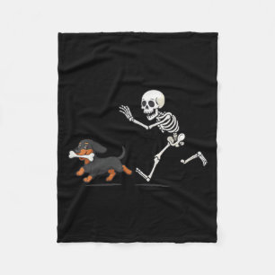 Cobertor De Velo Halloween Dachshund Funny Skeleton Perseguindo Hom