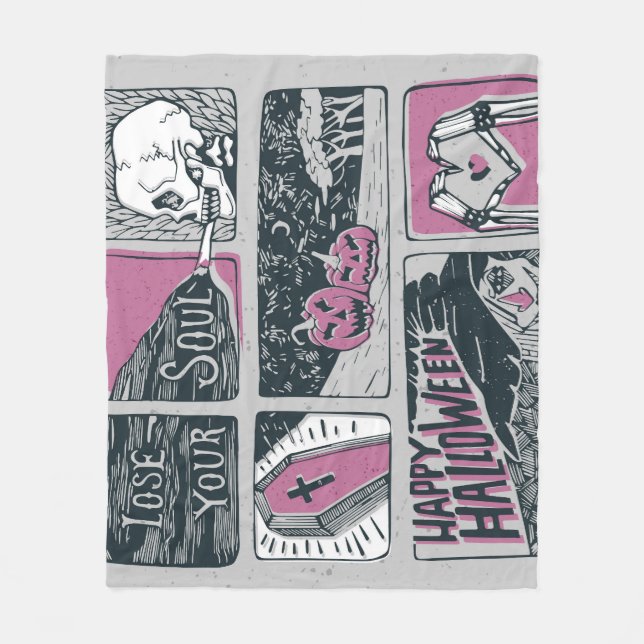 Cobertor De Velo Halloween dos quadrinhos: Ilustração divertida (Frente)