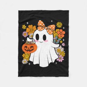 Cobertor De Velo Halloween Fantasma Fofo Floral Vintage Doce ou Tra