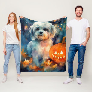 Cobertor De Velo Halloween Havanese Com Pumpkins Assustado