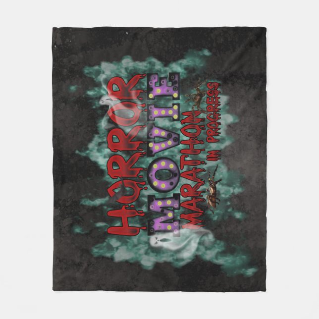 Cobertor De Velo Halloween Horror Movie Marathon In Progress (Frente)