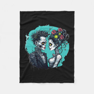Cobertor De Velo Halloween Lovers Frankenstein Skeleton