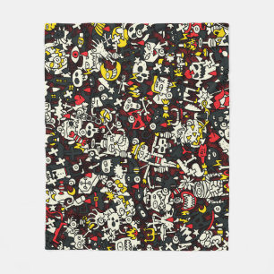 Cobertor De Velo Halloween Mini Doodle Vintage Patterno