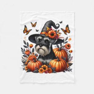 Cobertor De Velo Halloween Miniature Schnauzer Cachorro Pumpkin Aut