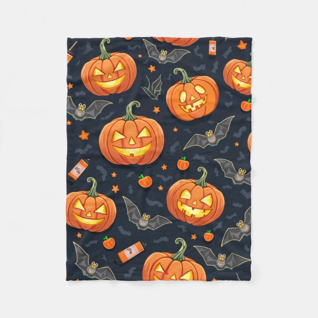 Cobertor De Velo Halloween Pumkin Fleece Blanket (Frente)
