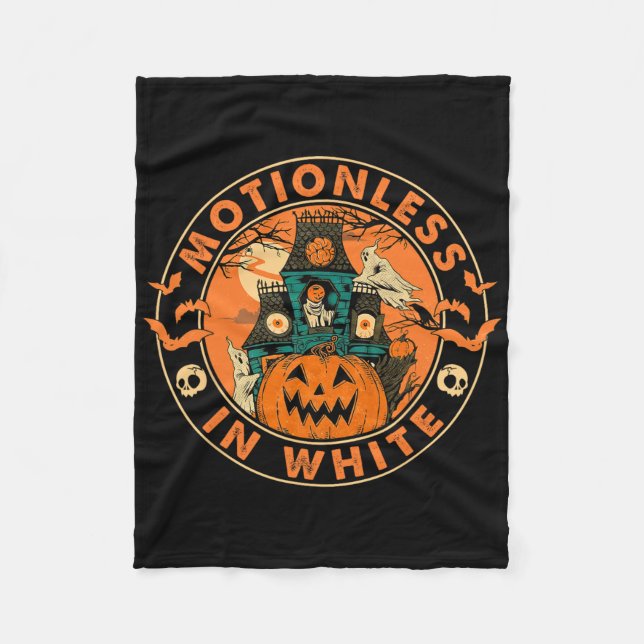 Cobertor De Velo Halloween Pumpkin Assustador Moções De Branco (Frente)