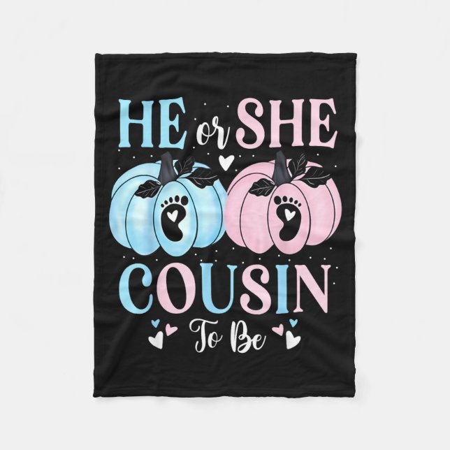 Cobertor De Velo Halloween Pumpkin Gender Reveal He Or She Cousin T (Frente)