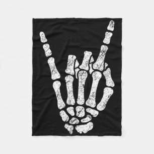 Cobertor De Velo Halloween Rock Hand Sinal Skeleton Rock N Roll Sym