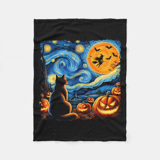 Cobertor De Velo Halloween Shirt Men Women Black Cat Pumpkins Bats  (Frente)