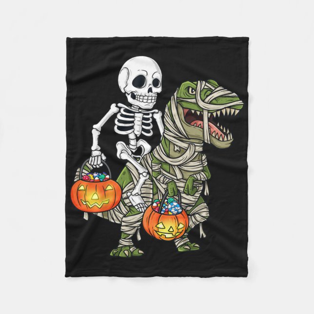 Cobertor De Velo Halloween Skeleton Andando Mummy Dinossaur T Rex D (Frente)