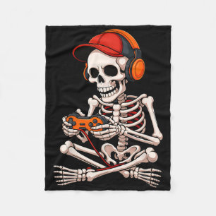 Cobertor De Velo Halloween Skeleton Gamer Jogos Engraçados