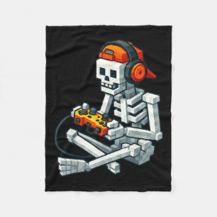 Cobertor De Velo Halloween Skeleton Gamer Pixel Video Gaming Boys M