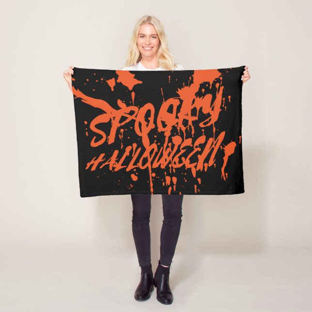 Cobertor De Velo Halloween Spooky Splash Retro Red Orange Horror (In Situ)