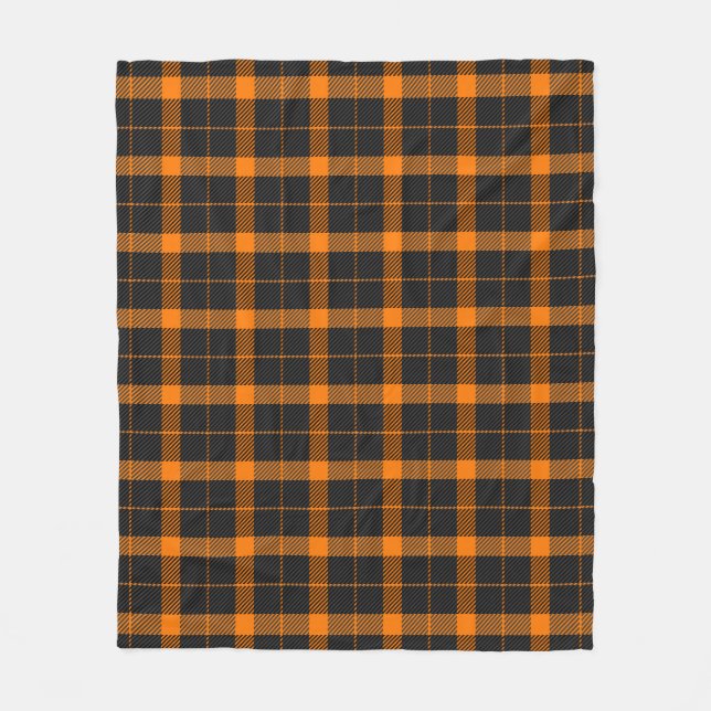 Cobertor De Velo Halloween Tartan plaid. Scottish pattern in orange (Frente)