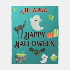 Cobertor De Velo Halloween Teal e Green