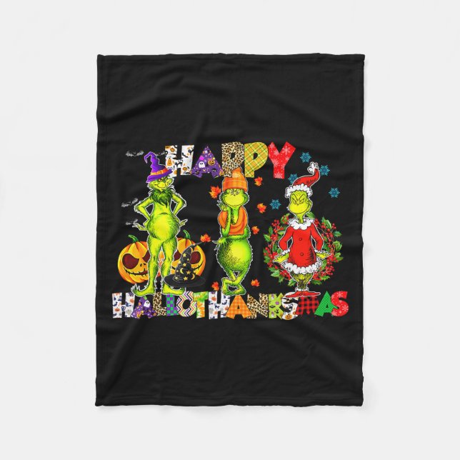 Cobertor De Velo Halloween Thanksgiving Christmas, Happy Hallo Than (Frente)