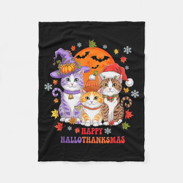 Cobertor De Velo Halloween Thanksgiving Christmas Happy Hallothanks (Frente)