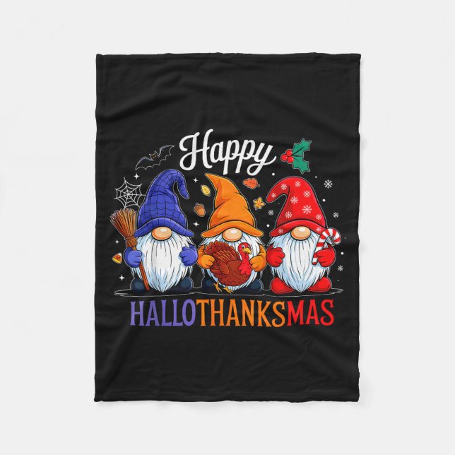 Cobertor De Velo Halloween Thanksgiving Christmas Happy Hallothanks (Frente)