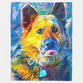 Cobertor De Velo Halo: Retrato de um German shepherd