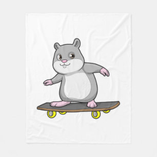 Cobertor De Velo Hamster como Patinador com skate
