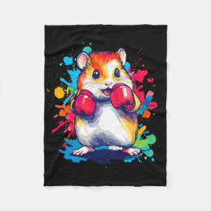 Cobertor De Velo Hamster Vestindo Luvas Boxando Arte Colorida