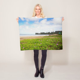 Cobertor De Velo Hanalei Bay, Kauai Hawaii Beach Flowers