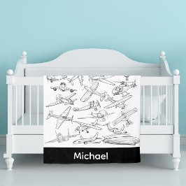 Cobertor De Velo Hand drawn Airplanes Aviation Pilot Aviator Fun