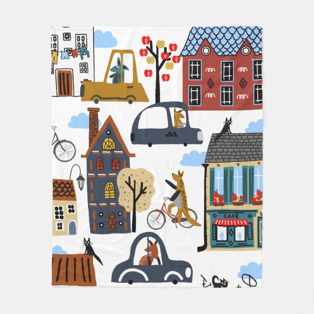 Cobertor De Velo Hand drawn cute cartoon seamless pattern illustrat (Frente)