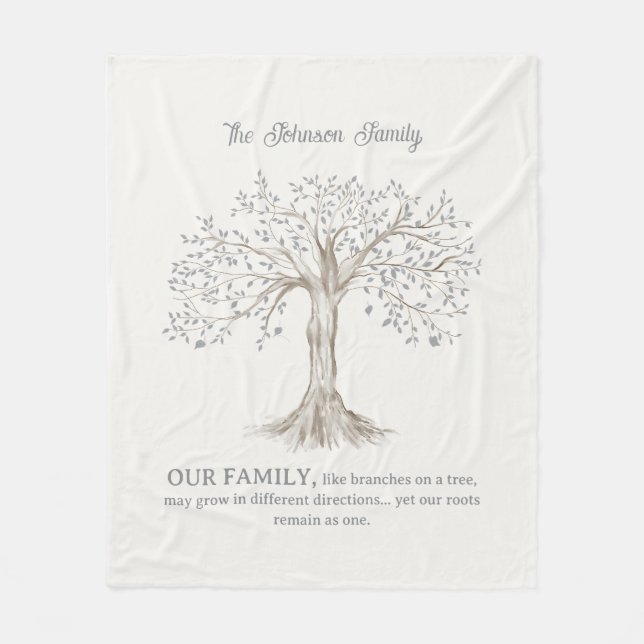 Cobertor De Velo Hand Painted Tree Custom Family Quote Ivory (Frente)